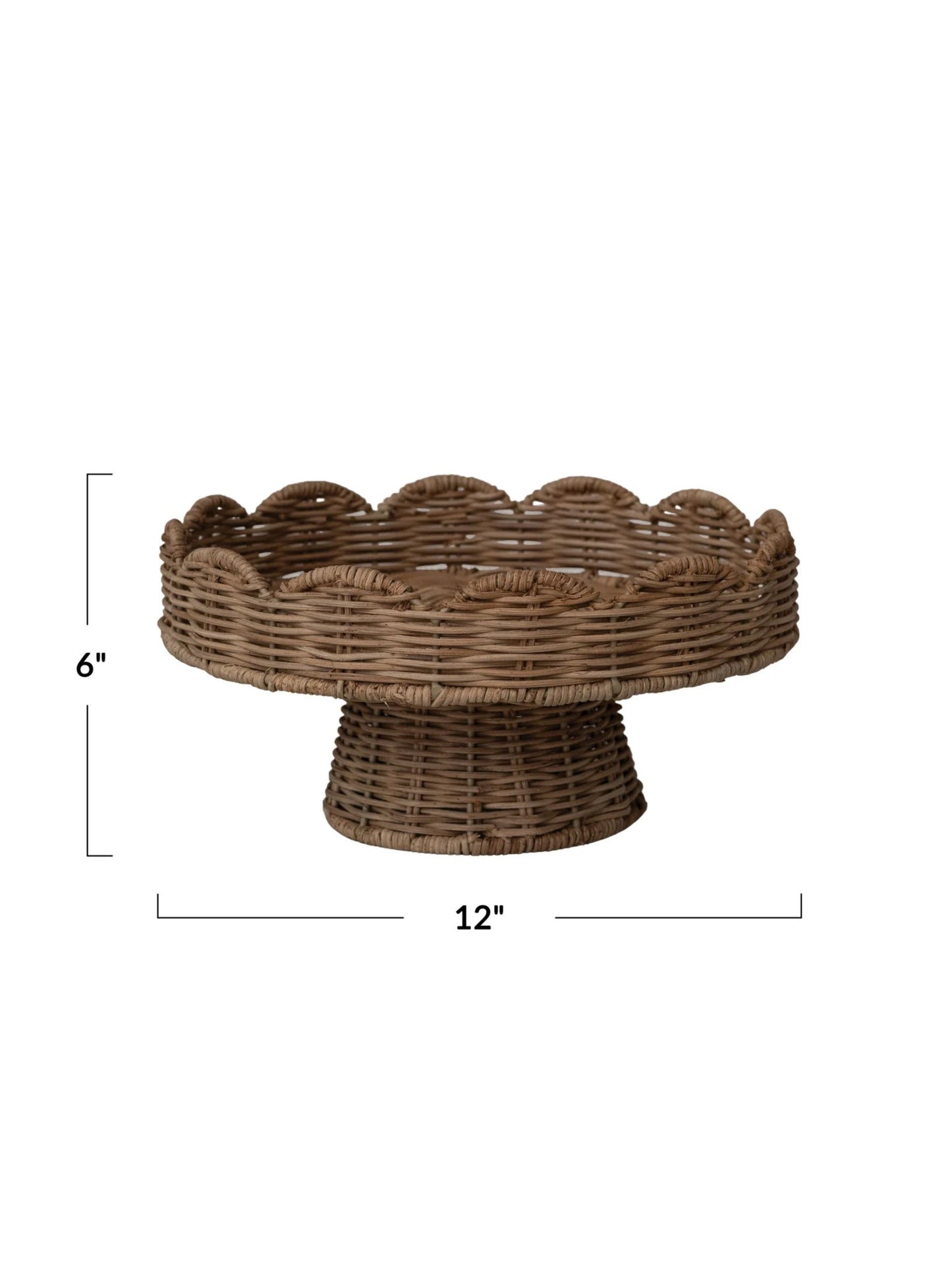 Decorative Hand-Woven Rattan Scalloped Footed Pedestal