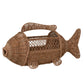 Hand-Woven Rattan & Wire Fish Shaped Container with Handle - Pick Up Only