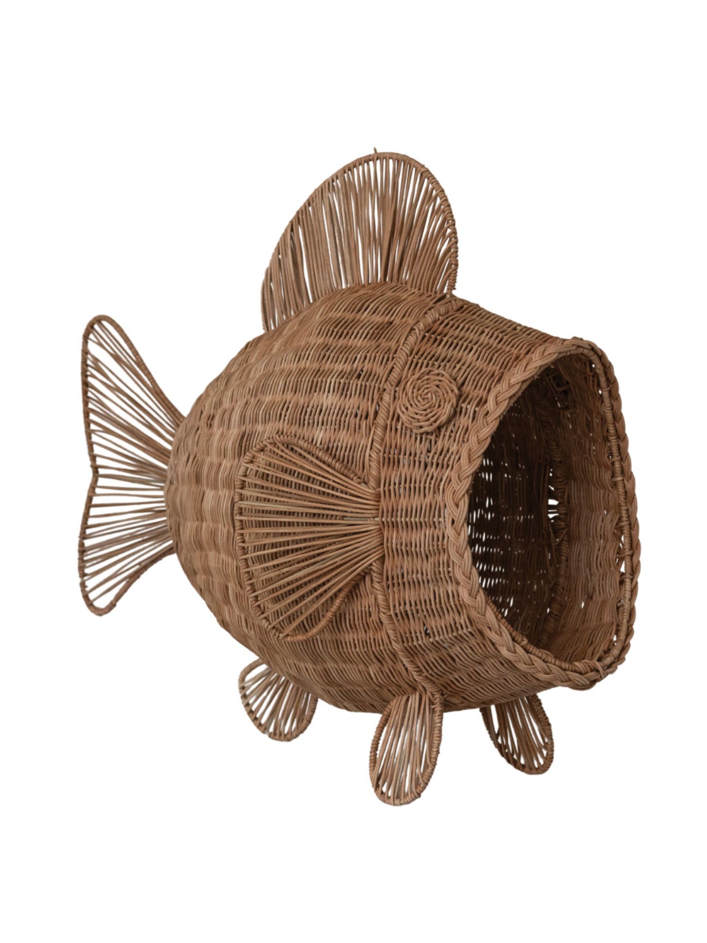 Hand-Woven Rattan & Wire Fish Shaped Container - Pick Up Only