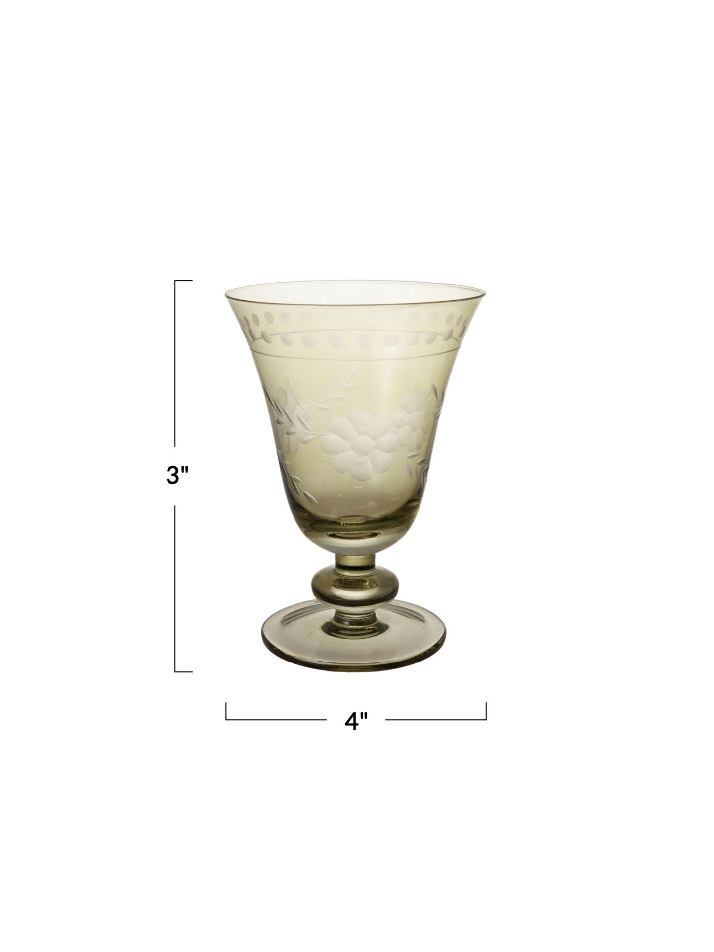 8 oz. Stemmed Wine Glass w/ Etched Botanicals