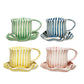 Hand-Painted Mug with Ruffled Saucer, Set of 2