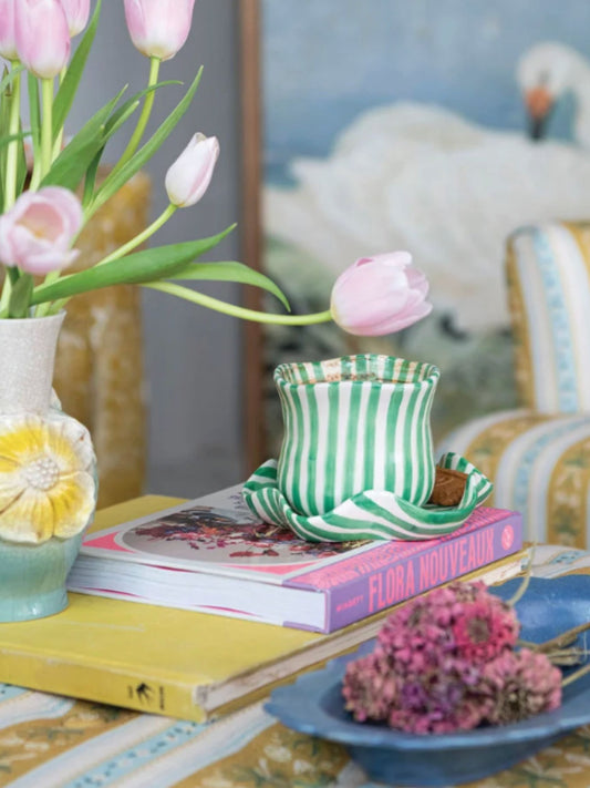 Hand-Painted Mug with Ruffled Saucer, Set of 2
