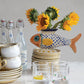 Hand-Painted Stoneware Footed Fish Shaped Vase
