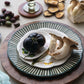Hand-Painted Stoneware Scalloped Plate with Striped Border