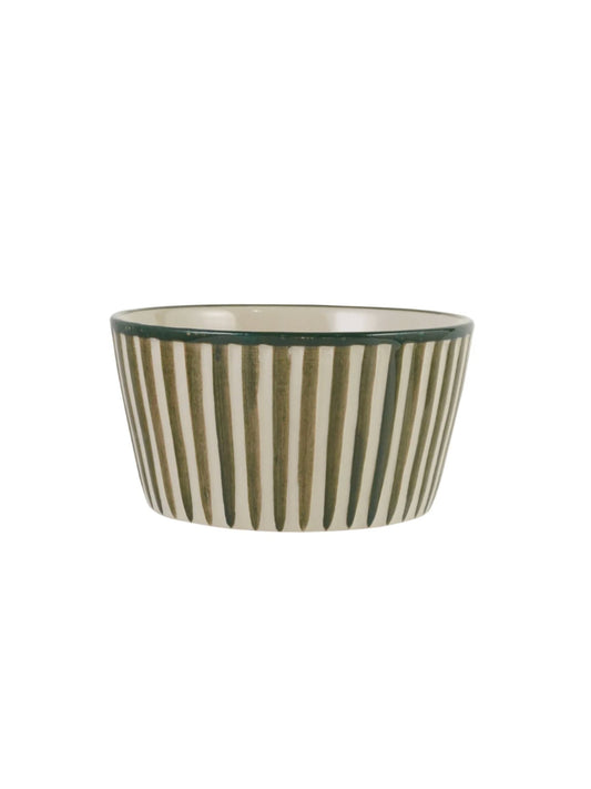 Hand-Painted Stoneware Striped Bowl