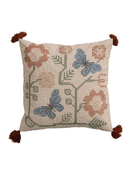 Cotton Dobby Pillow with Tassels