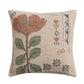 Cotton Slub Pillow with Embroidered Flowers
