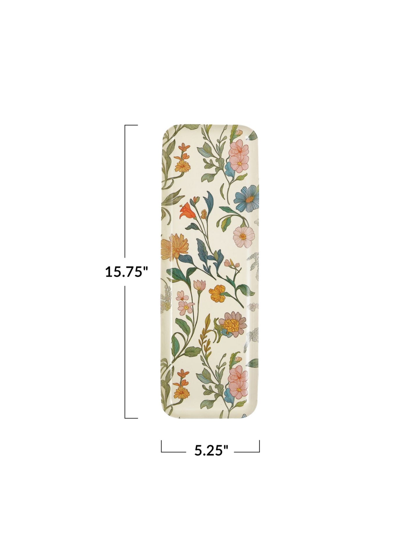 Metal Tray w/ Floral Pattern