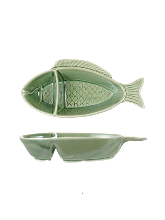 Stoneware Fish Shaped Divided Dish