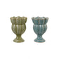 Stoneware Scalloped Footed Vase