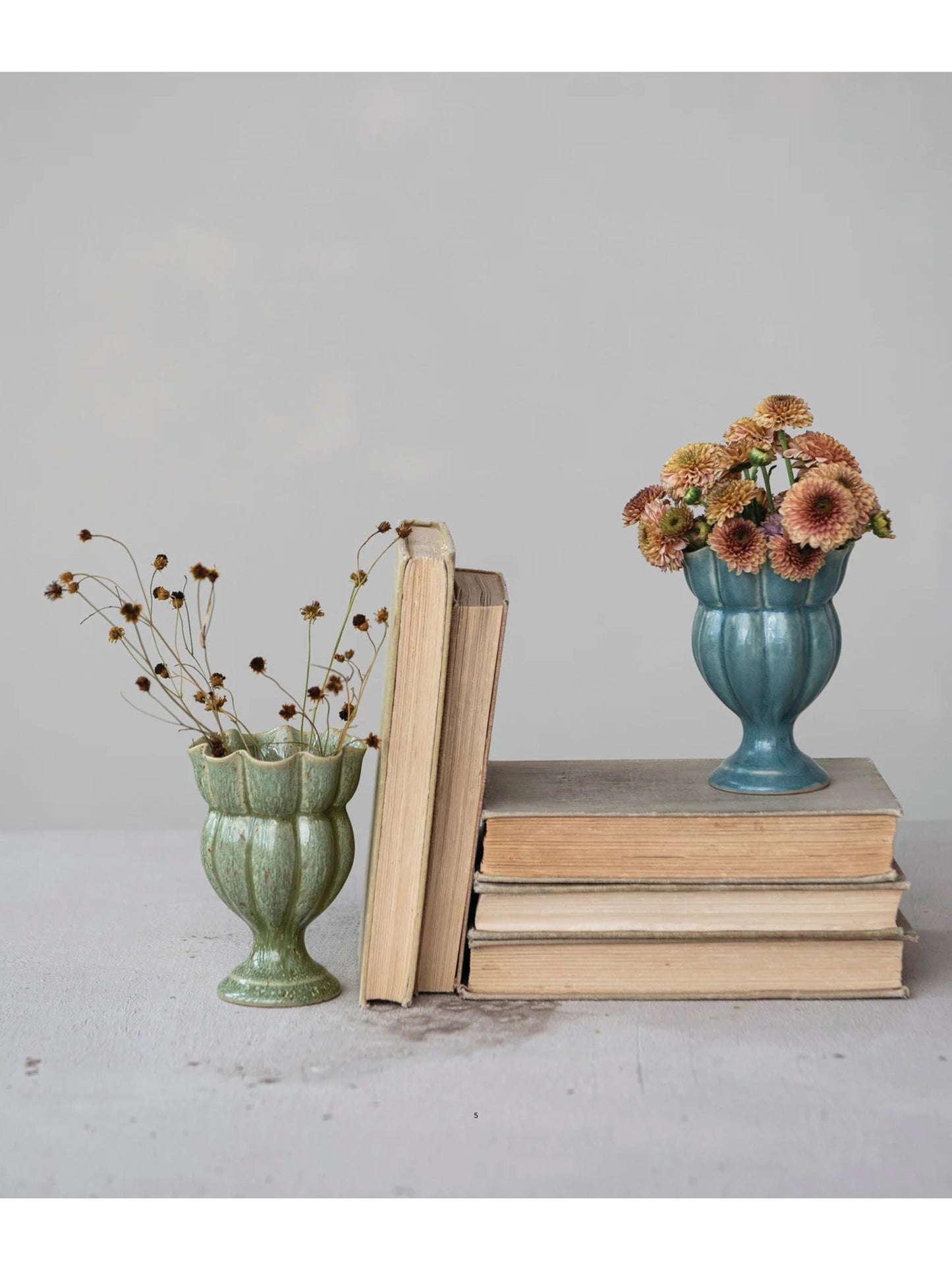 Stoneware Scalloped Footed Vase