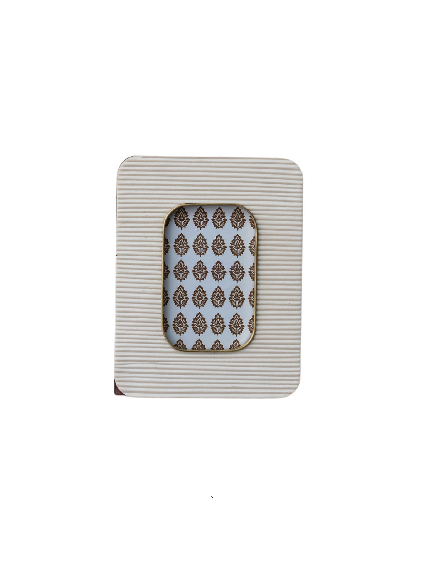 Resin Ribbed Photo Frame w/ Brass Inlay