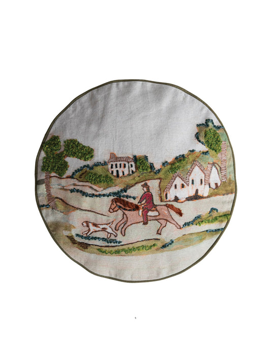 Countryside Scene Round Pillow