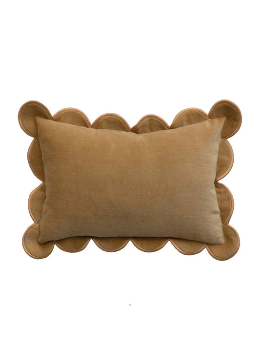 Cotton Velvet Lumbar Pillow w/ Scalloped Flange