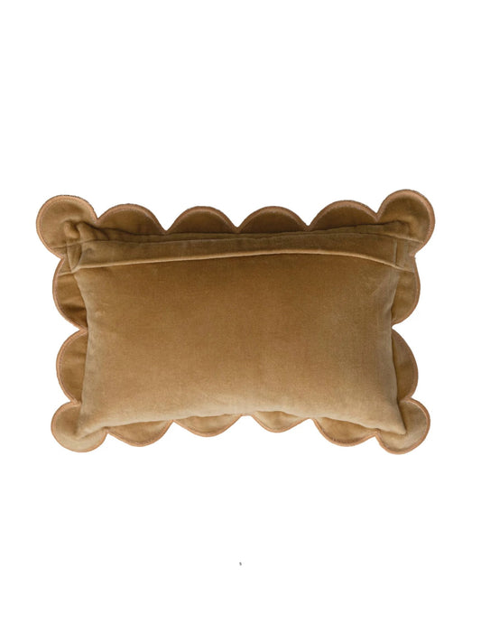 Cotton Velvet Lumbar Pillow w/ Scalloped Flange
