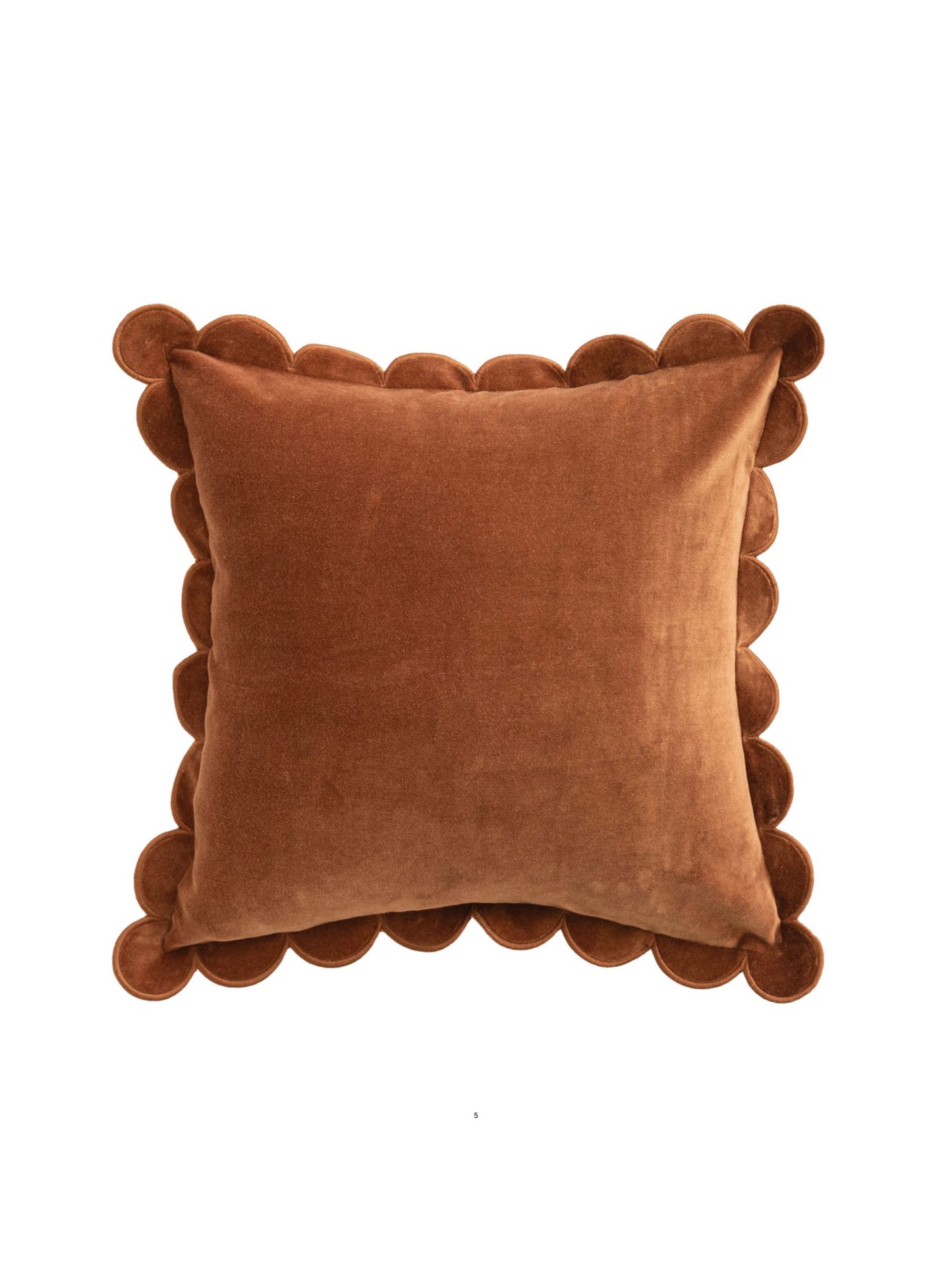 18" Square Cotton Velvet Pillow- Brown
