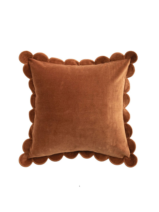 18" Square Cotton Velvet Pillow- Brown