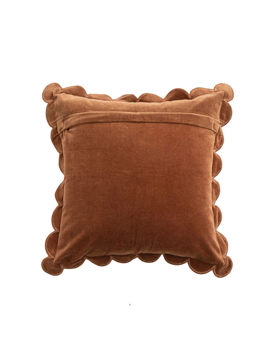 18" Square Cotton Velvet Pillow- Brown