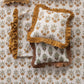 Square Cotton Slub Printed Pillow with Velvet Ruffle