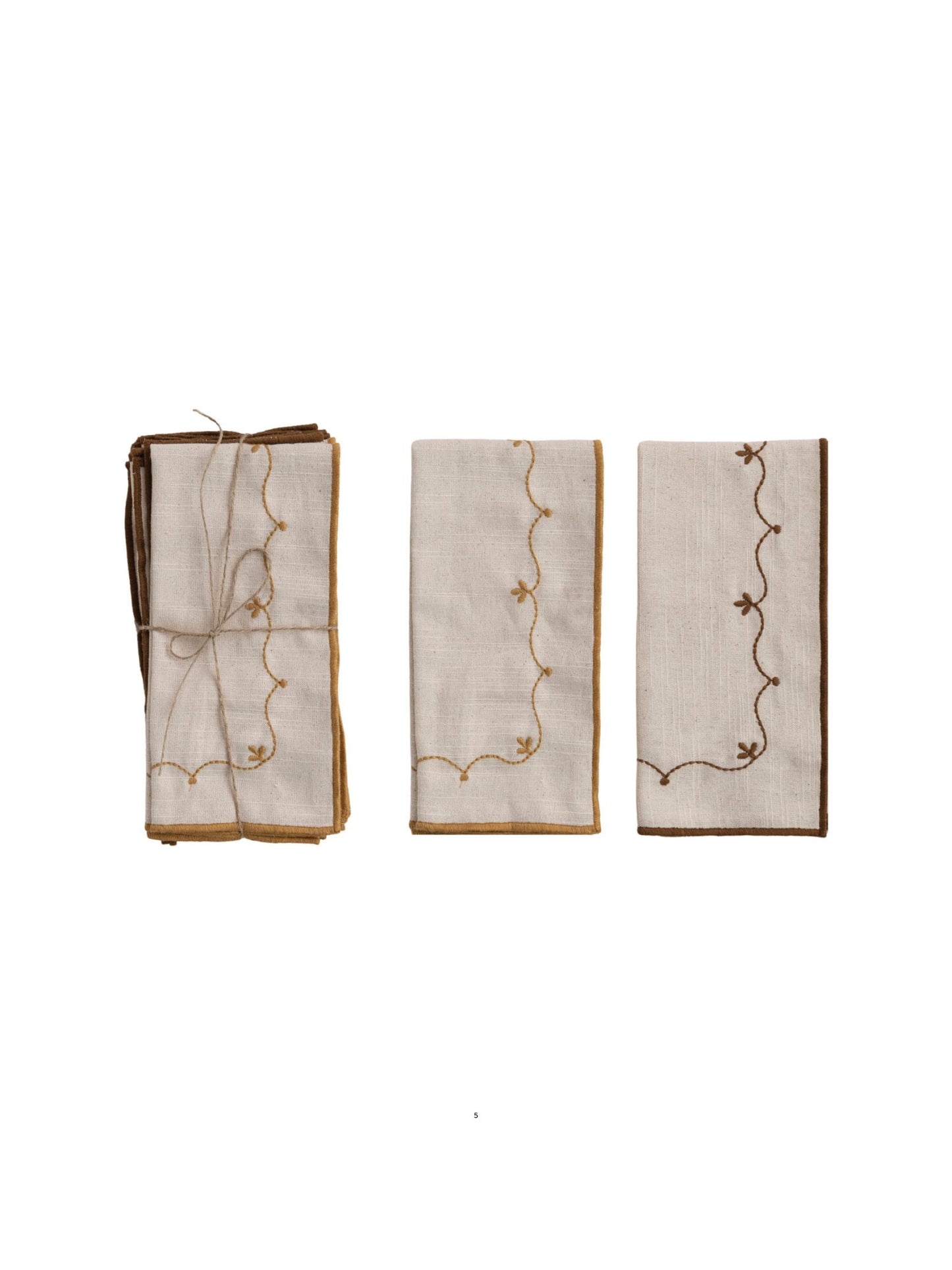 Cotton Napkins w/ Floral Embroidery - Set of 4