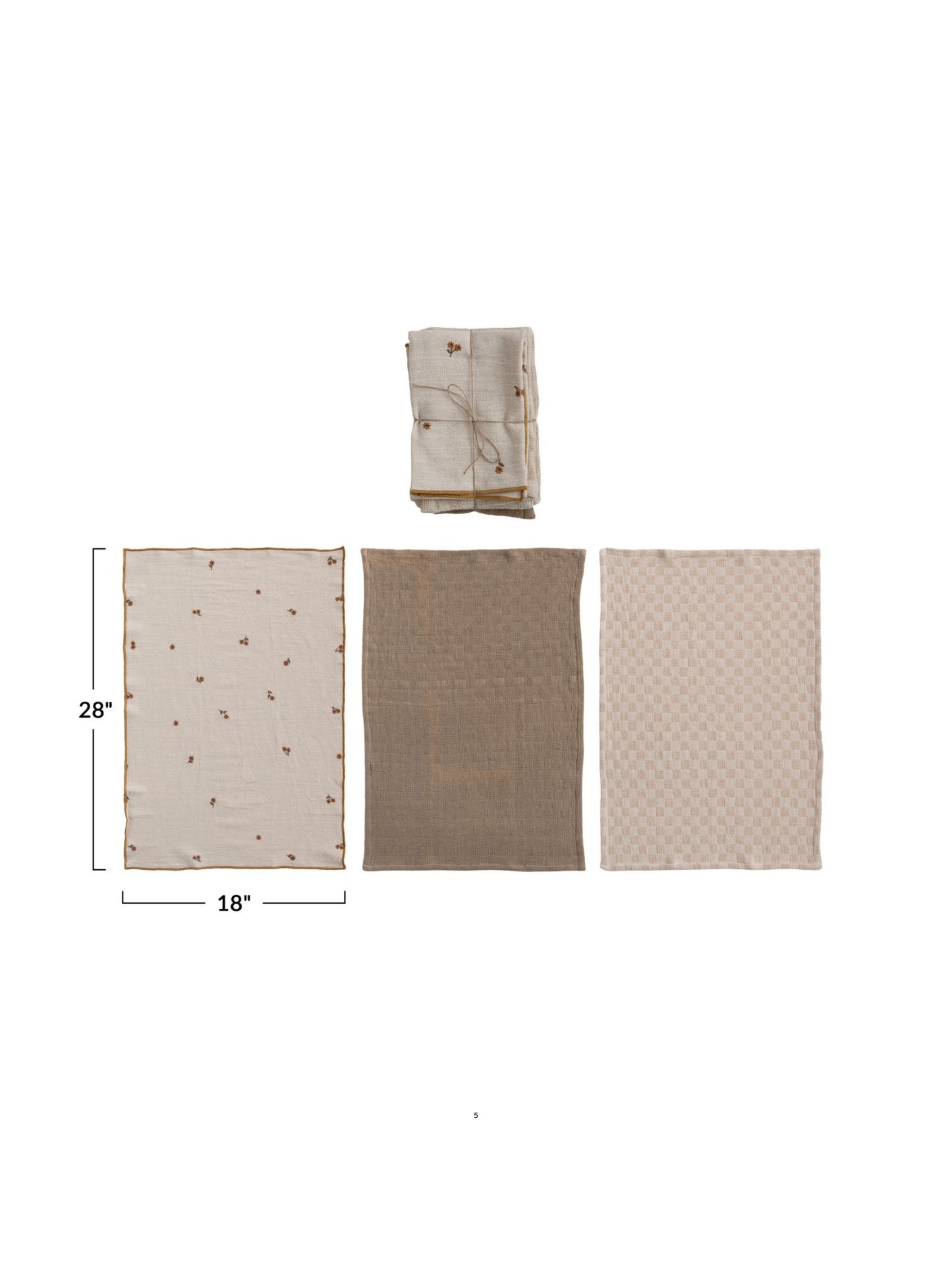 Cotton Tea Towels w/ Waffle Weave - Set of 3