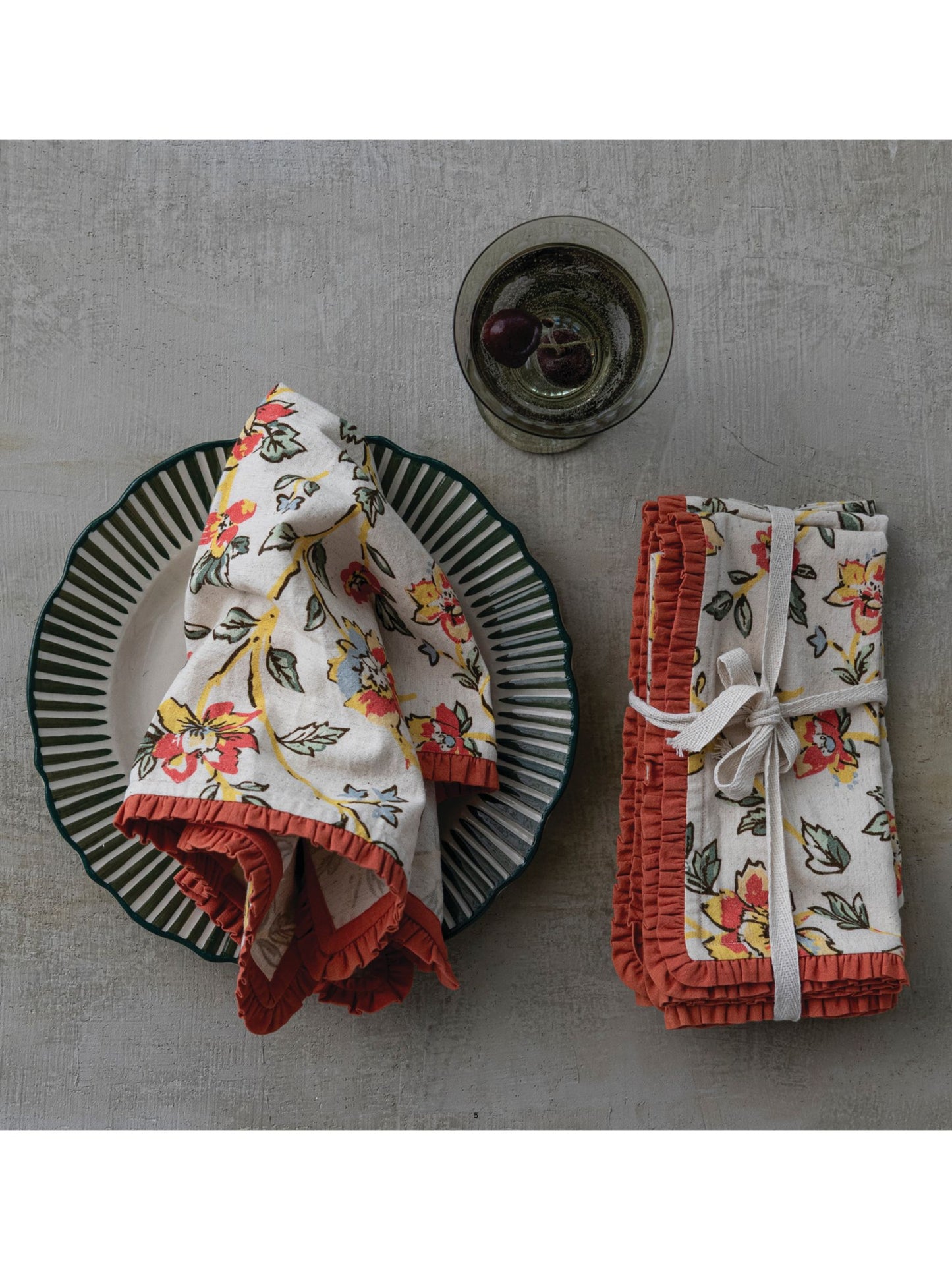 Cotton & Linen Printed Napkins w/ Fringe Detail