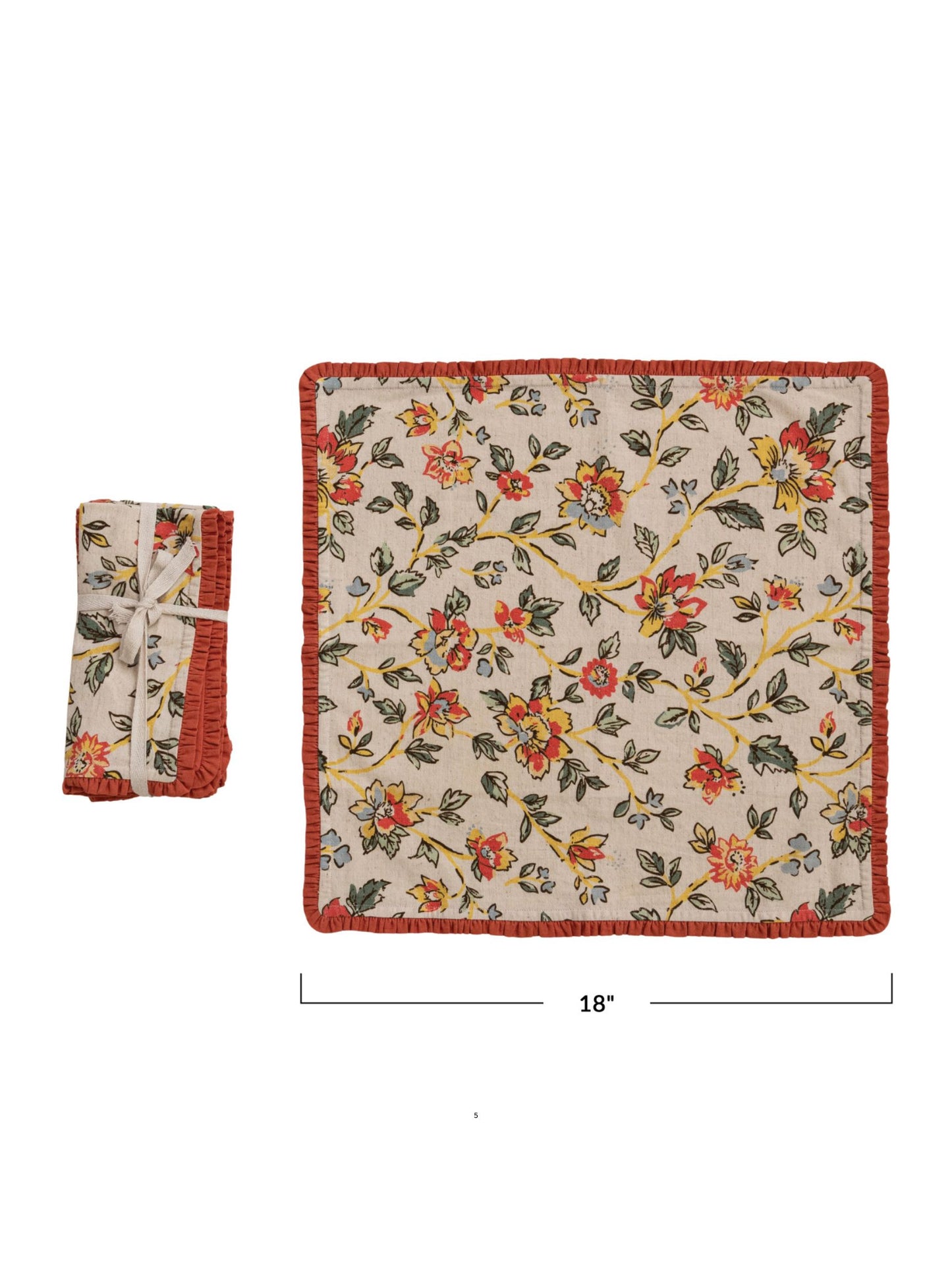 Cotton & Linen Printed Napkins w/ Fringe Detail