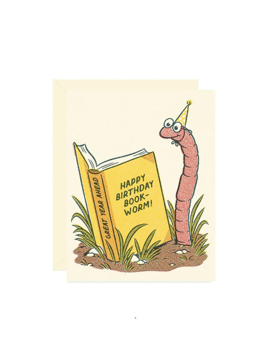 Book Worm Birthday Card