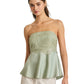 Satin Lace Strapless Flared Top