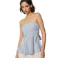 Satin Lace Strapless Flared Top