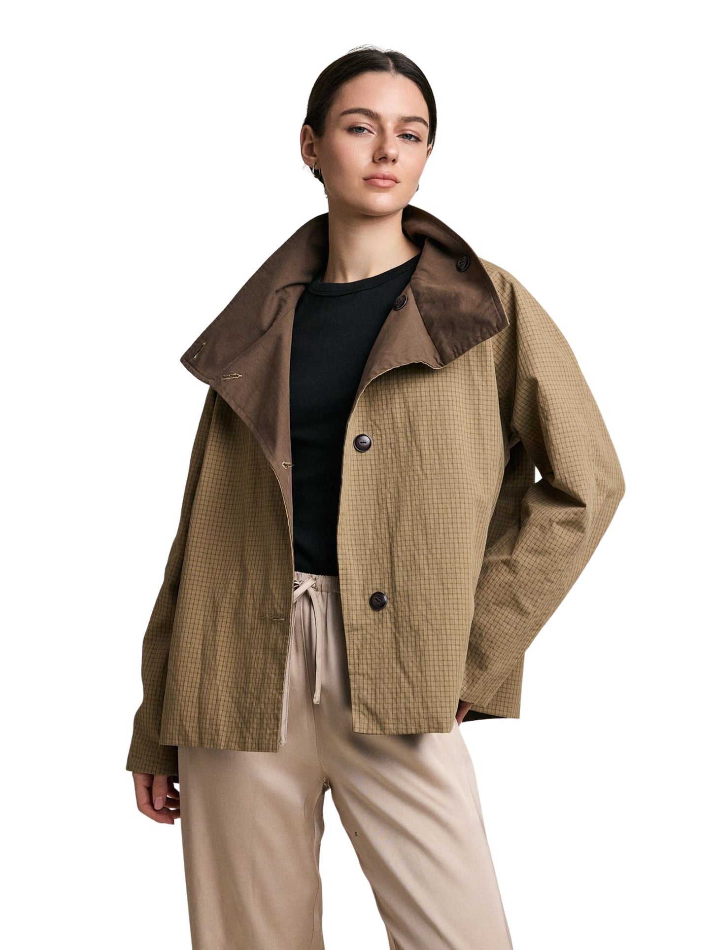 Reversible Plaid Button Jacket