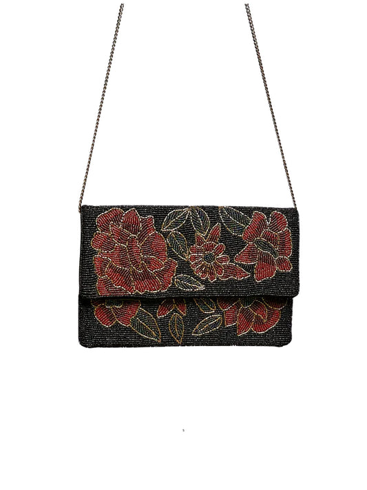 Black Floral Beaded Bag