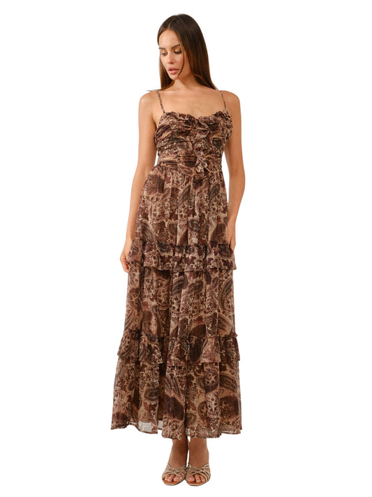 Paisley Ruffle Tiered Maxi Dress