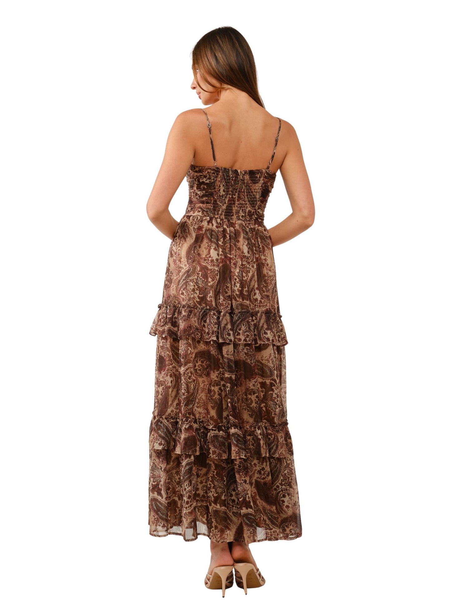 Paisley Ruffle Tiered Maxi Dress