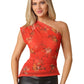 Bea Floral One-shoulder Mesh Top