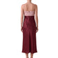 Color Block Pleated Detail Satin Midi Dress