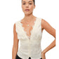 Mara Lace Trim V-neck Satin Top