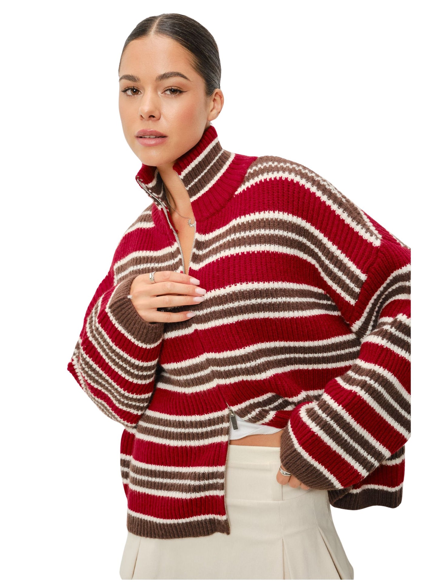 Kathy Mocked Neck Zip Up Jacket