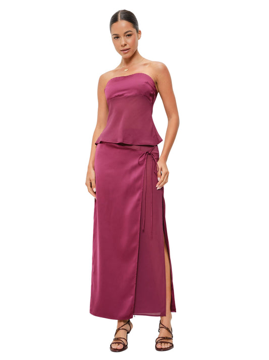 Halle Satin Chiffon Mixed Skirt