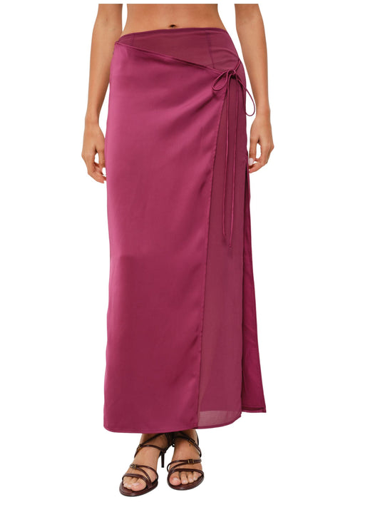 Halle Satin Chiffon Mixed Skirt