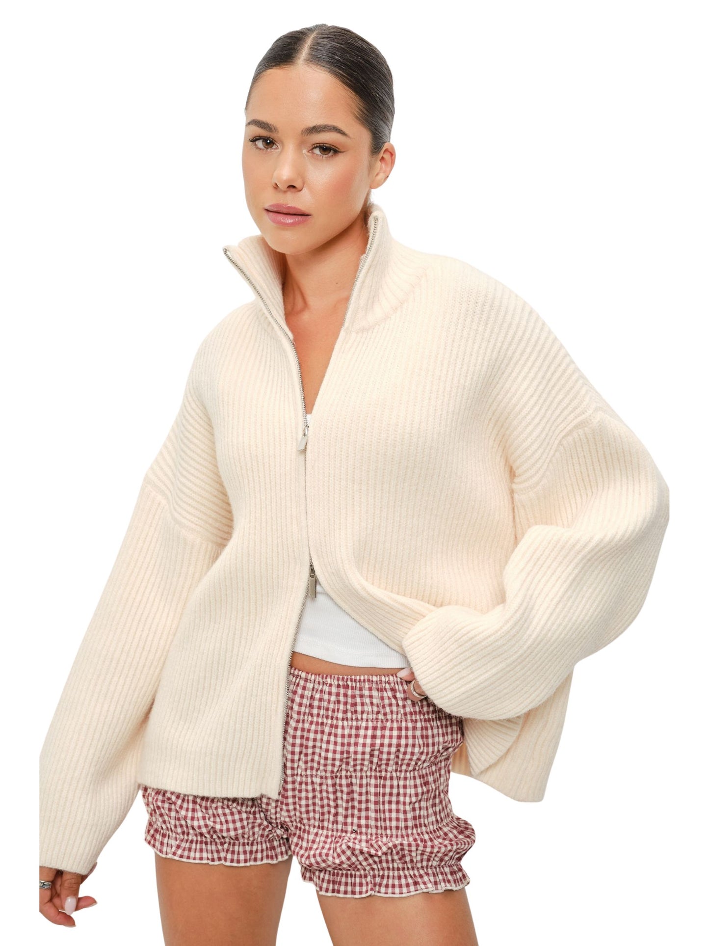 Kathy Mocked Neck Zip Up Jacket