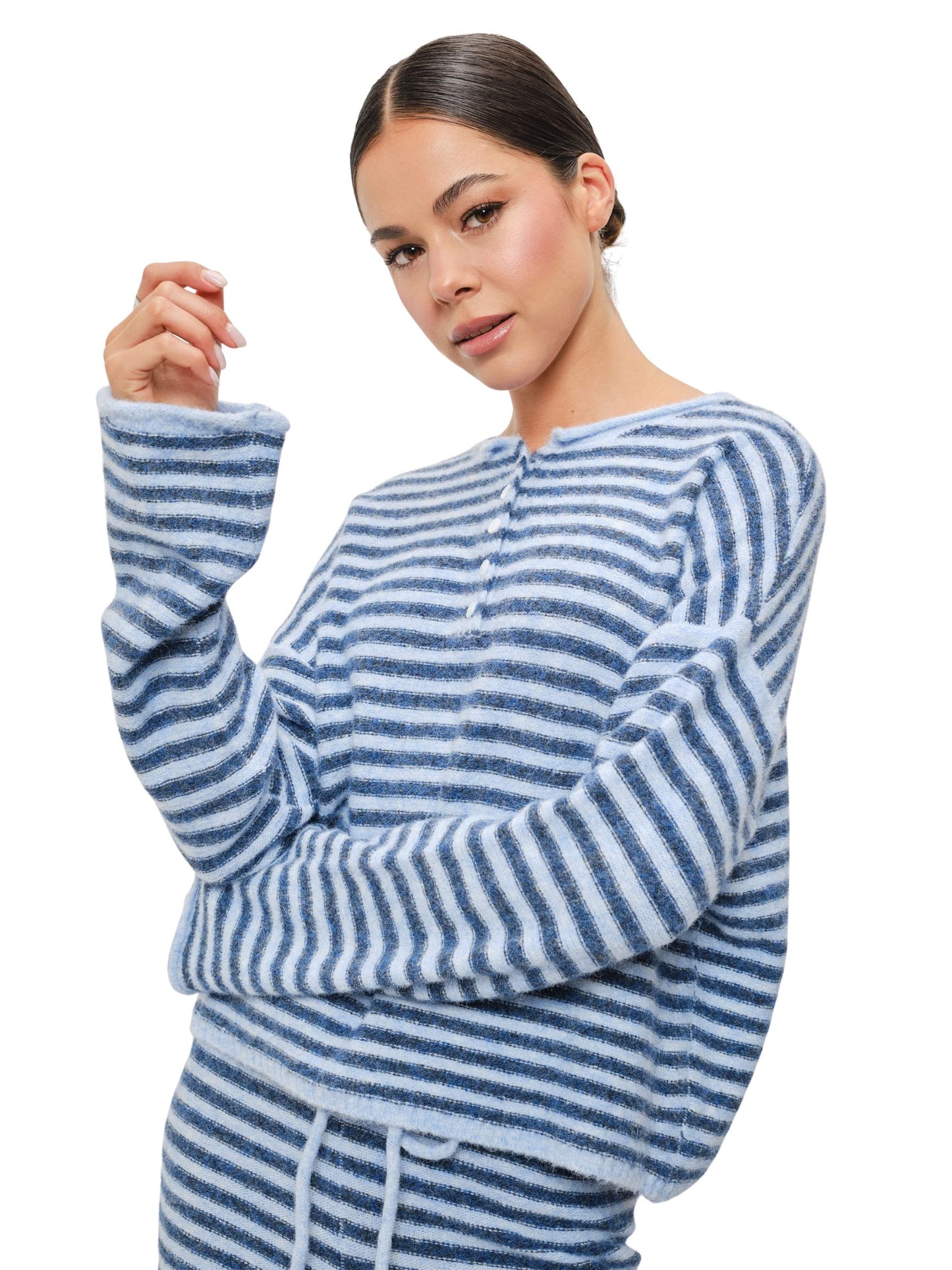 Ella Striped Henley Knit Top