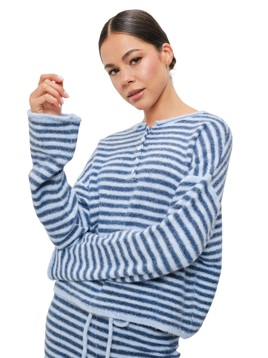 Ella Striped Henley Knit Top