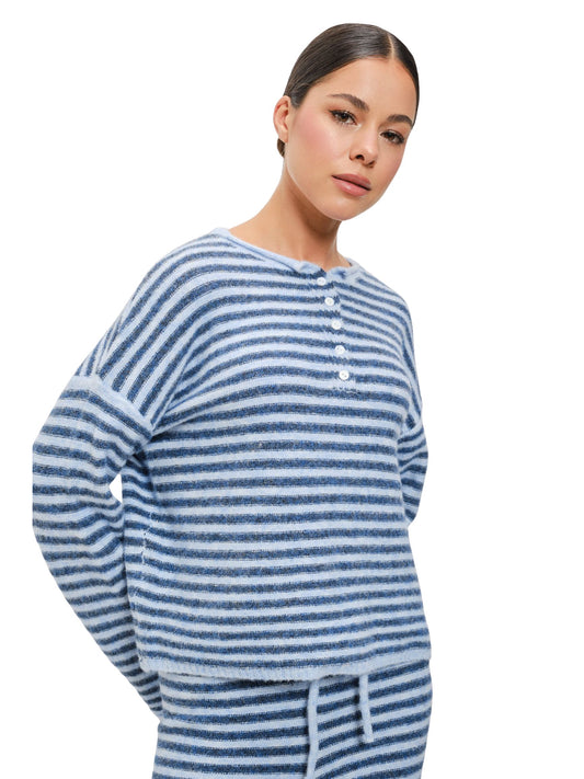 Ella Striped Henley Knit Top