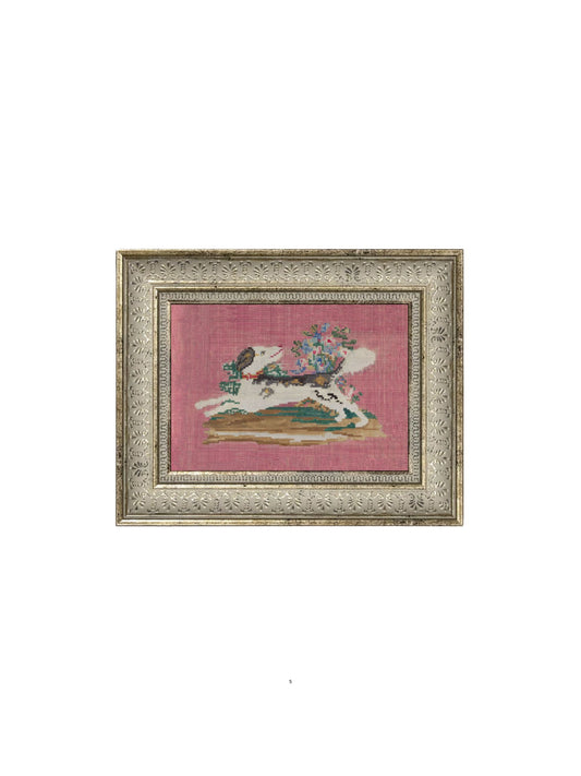 Embroidered Pup Framed Picture