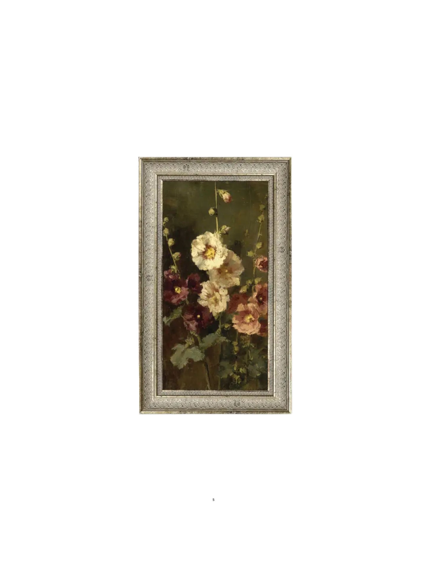 Late Summer Hollyhocks Framed Picture