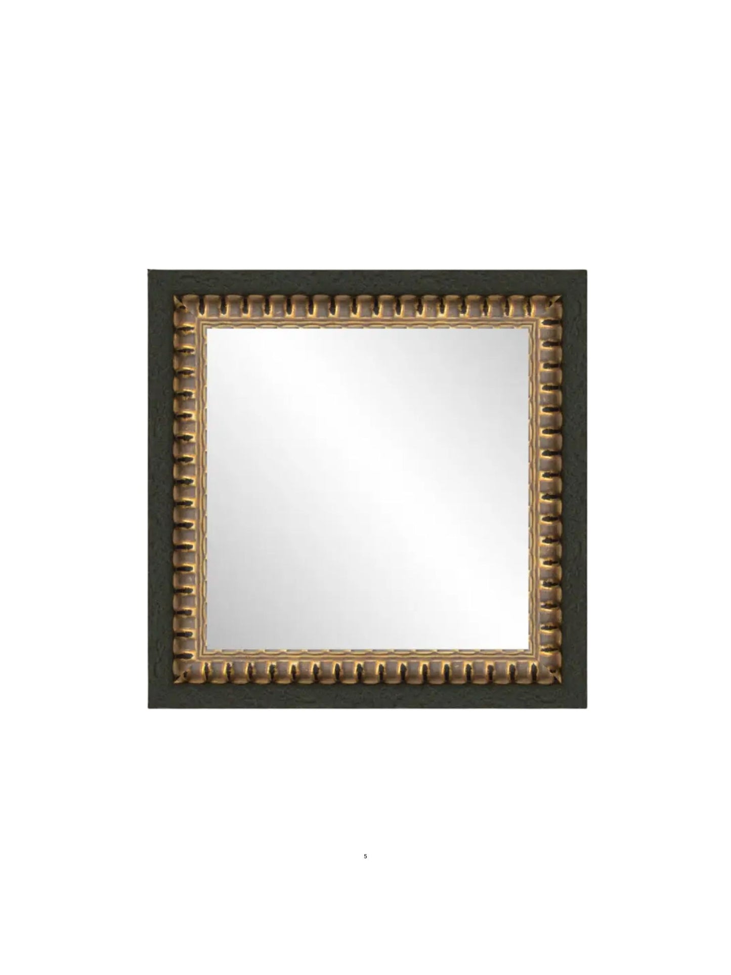 Ridged Brass Brown Framed Mirror