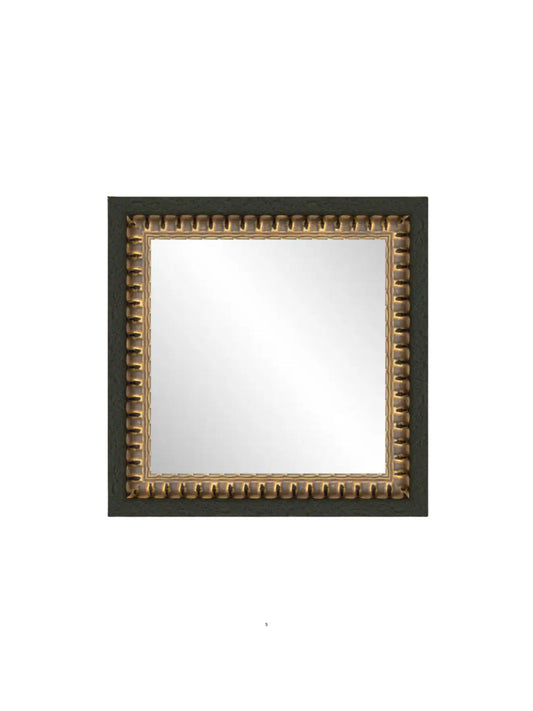 Ridged Brass Brown Framed Mirror