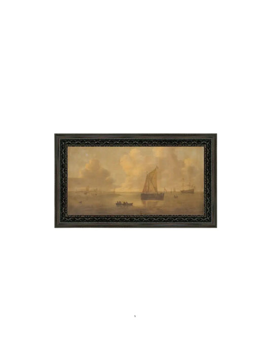 Seascape Town Framed Antique Art