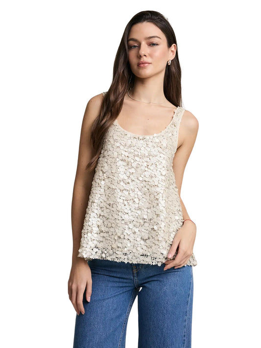 Sequin Disc Embellished Swing Tank Top